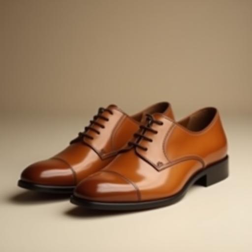 Polished tan leather Oxford shoes