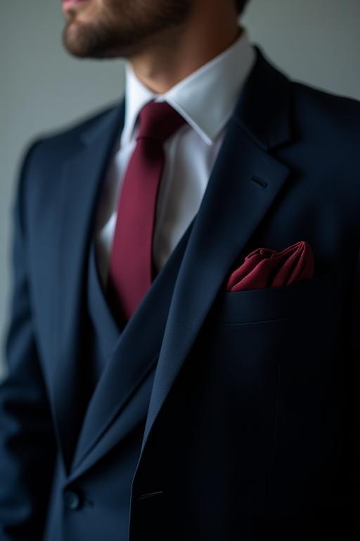 Office attire with tie and pocket square